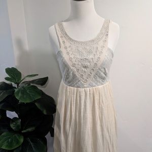 Flying Tomato Linen Like Embroidered Maxi Dress